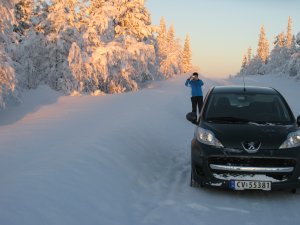 Het noorden van Zweden in de sneeuw